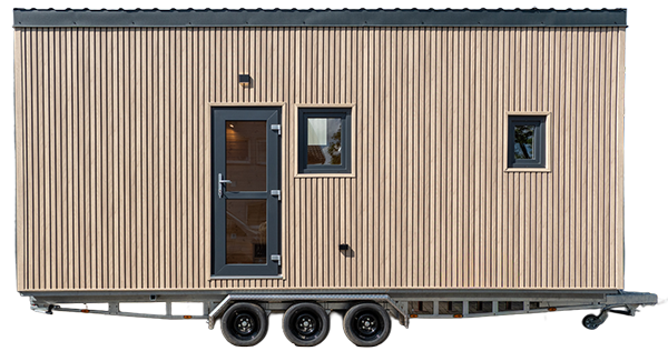 Living Wagon mit Holzfassade in Seitenansicht